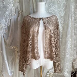 Brown Floral Lace Cardigan